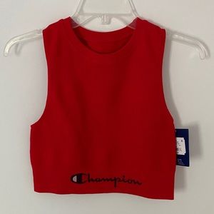Champion Red Sweatshirt Crop Top
